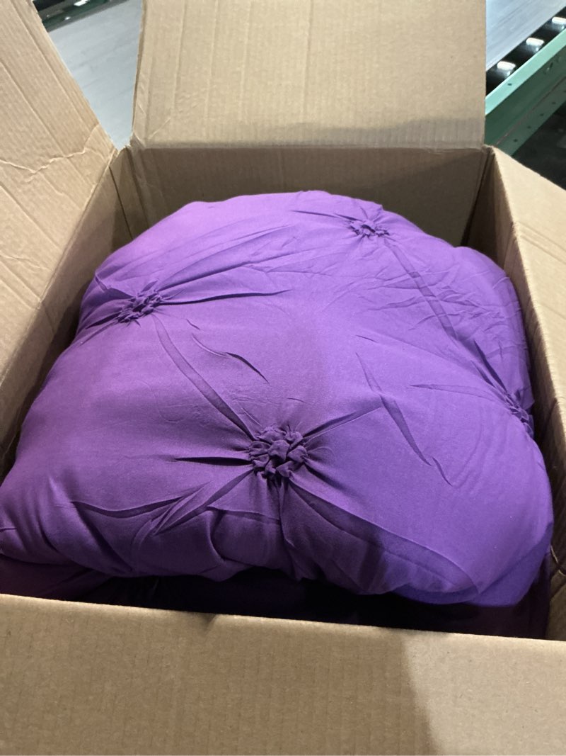 Condition photo showing Good Condition for UNIKOME King Size Comforter Set Purple - Lightweight Soft Pintuck Down Alternative Bedding Set for Autumn, All Seasons, 3 Pieces Pinch Pleat Solid Bed Set with Comforter, 2 Pillowcases 08 Purple King(104"x92")