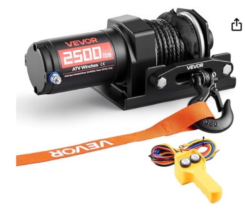 VEVOR 2500 lbs Electric Winch, 12V DC ATV/UTV Winch with ?0.19 in x 39.4 ft Synthetic Rope & Wired R