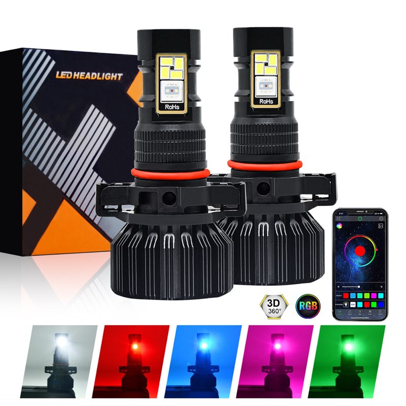 2X EV23 5202 ?5201?LED MUTI-COLOR RGB PHONE APP CONTROL WIRELESS FOG LIGHT BULBS