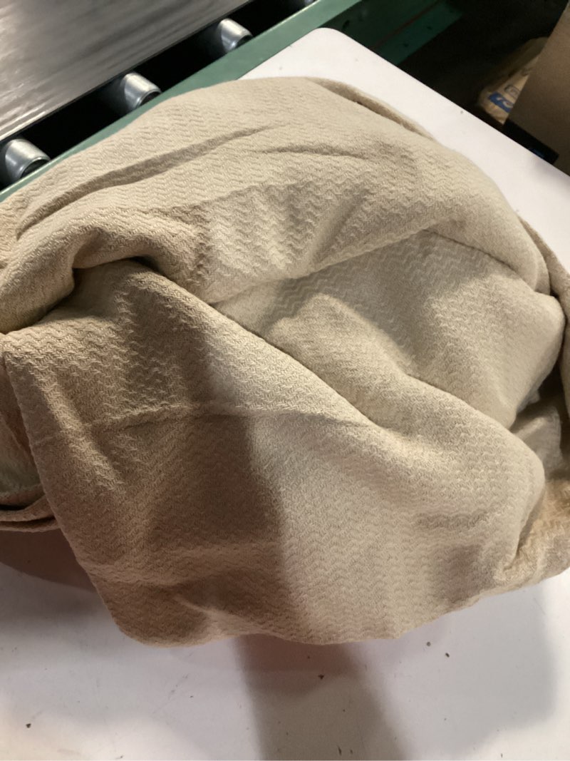 Condition photo showing Good Condition for bedsure gentlesoft 100% cotton blanket queen size for bed - cooling breathable and lightweight, soft cozy textured herringbone woven summer blanket for home decor, khaki, 90x90 inches