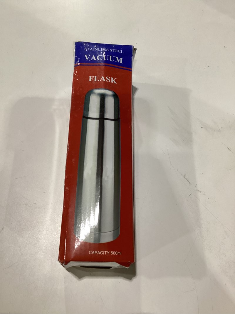 Condition photo showing As Is for stainless steel vacuum flask