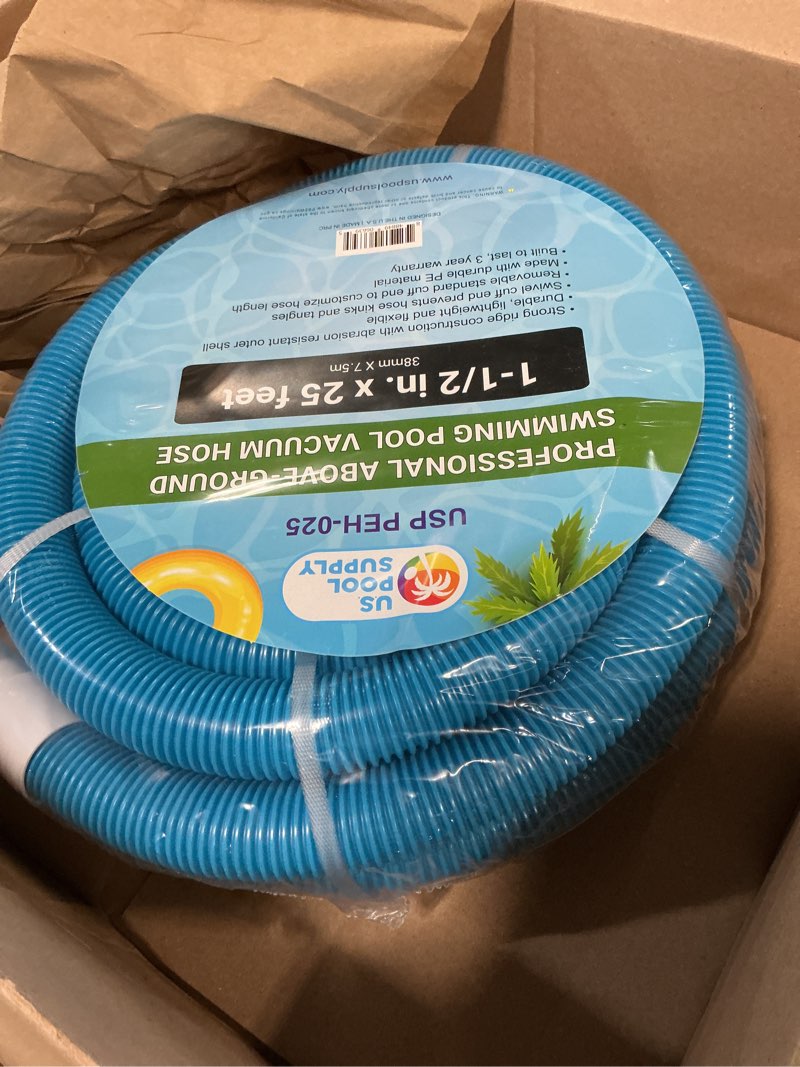 Condition photo showing New/Like New for u.s. pool supply 1-1/2" x 25 foot professional above ground swimming pool vacuum hose with swivel cuff - removable cuff, cut to fit - compatible with filter pumps, filtration systems, chlorinators