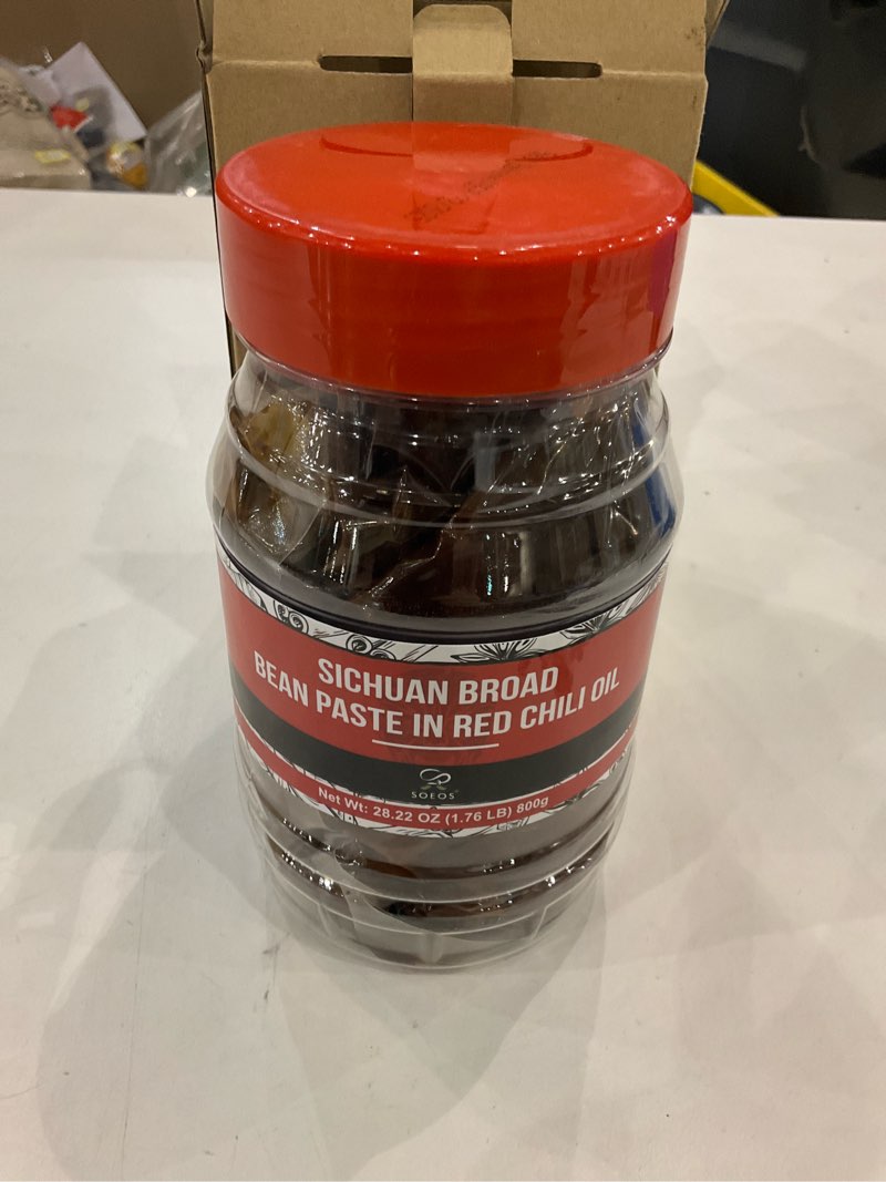 Condition photo showing New/Like New for Soeos Sichuan Broad Bean Paste with Chili Oil 28.22oz (800g), Hongyou Doubanjiang, Pixian Doubanjiang Chili Paste, Ingredient for Sichuan Cuisine, Fermented Bean Paste, Red Bean Paste, Chili Paste. 28.22 oz (800g)