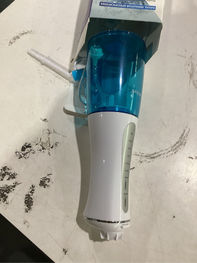 Condition photo showing Good Condition for 350ml neti pot sinus rinse kit, nasal irrigation system with 5 modes, 4 nozzles, cordless rechargeable, ipx7 waterproof, nose cleaner for sinus relief (350ml 40 salt packets)