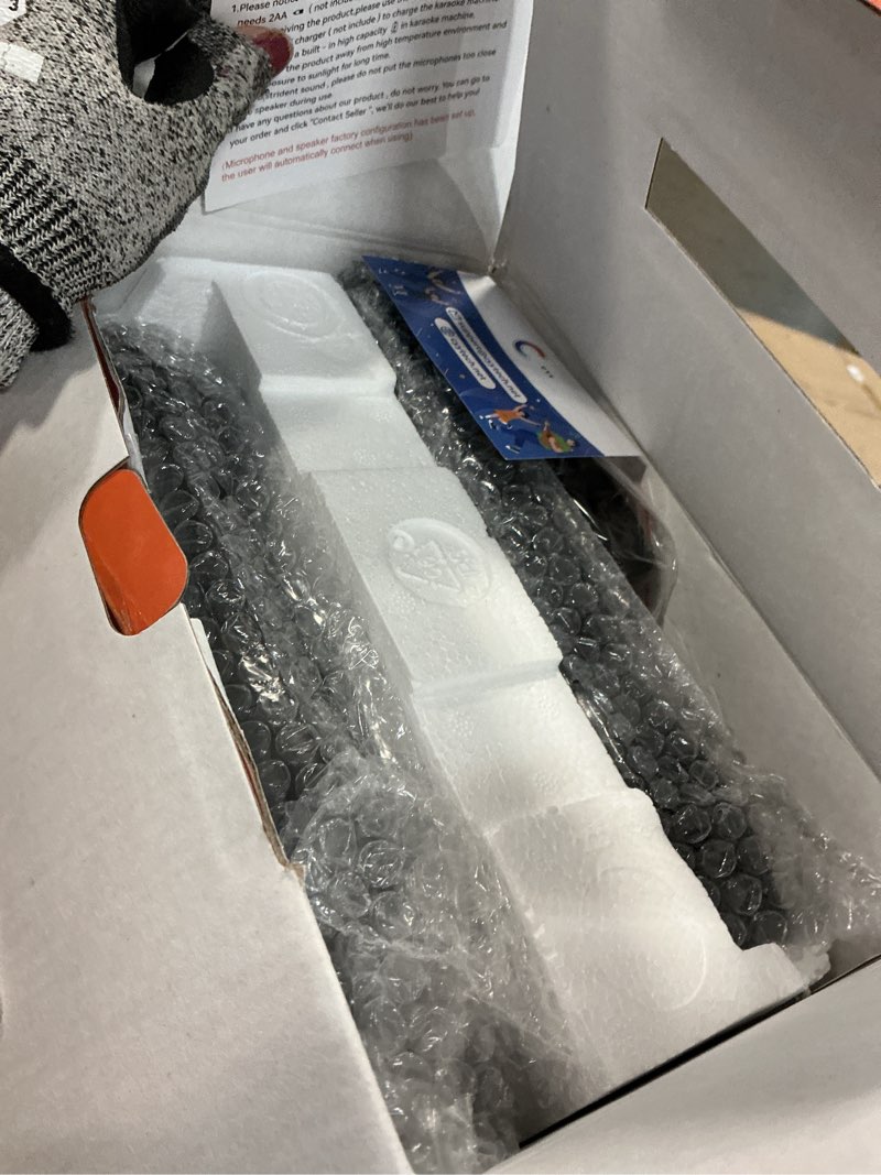 Condition photo showing Good Condition for karaoke machine, portable bluetooth speaker with 2 wireless microphones for adults & kids with lights, karaoke microphone with pa system supports usb/tf/rec/fm/aux for home party home system packages 2 mics