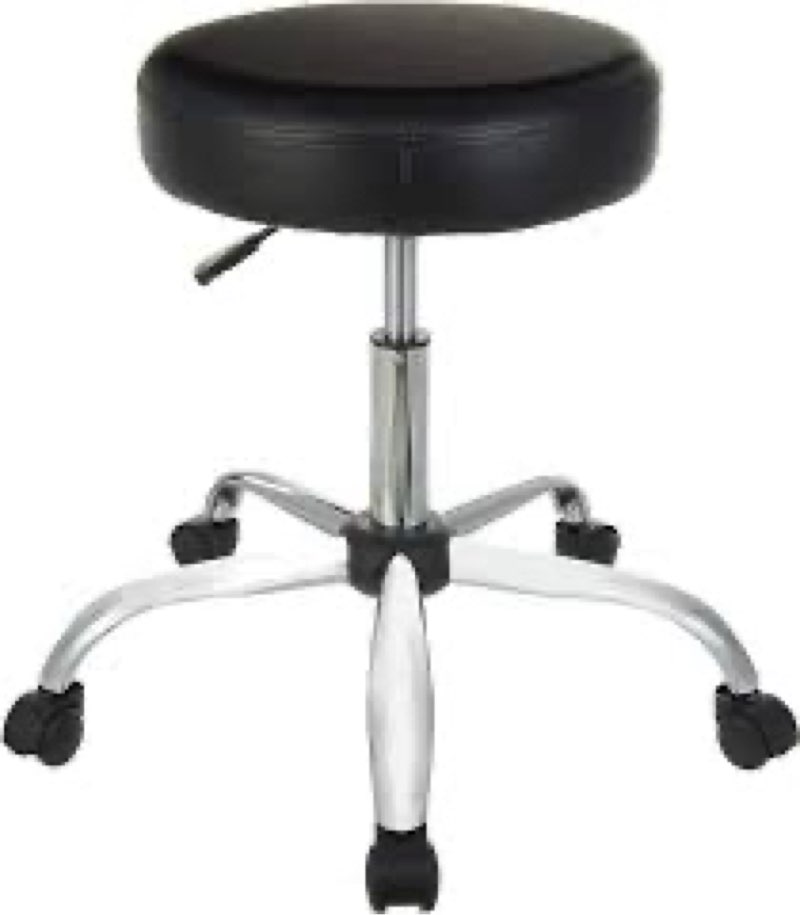 Basics Multi-Purpose Drafting Spa Bar Stool with Wheels - Black