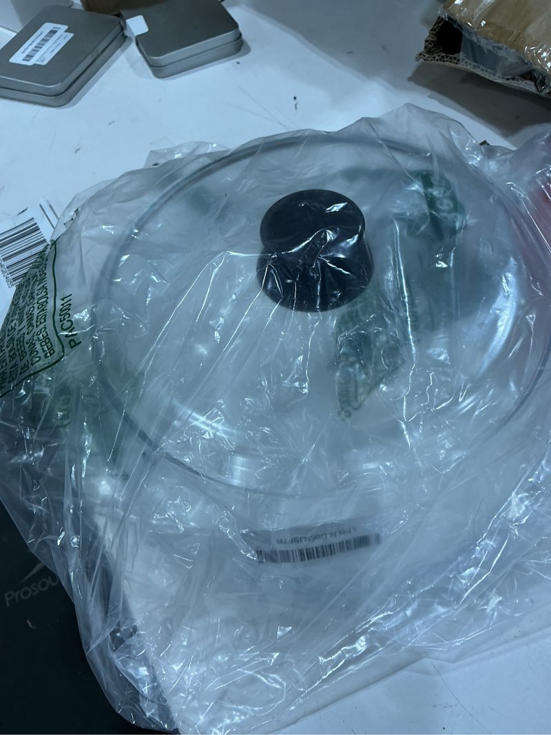 Condition photo showing Good Condition for le’raze tall glass microwave splatter cover for food - cookware & bakeware serving dish cover, plate guard lid with easy grip silicone handle knob - 100% food grade bpa free & dishwasher safe - 10in