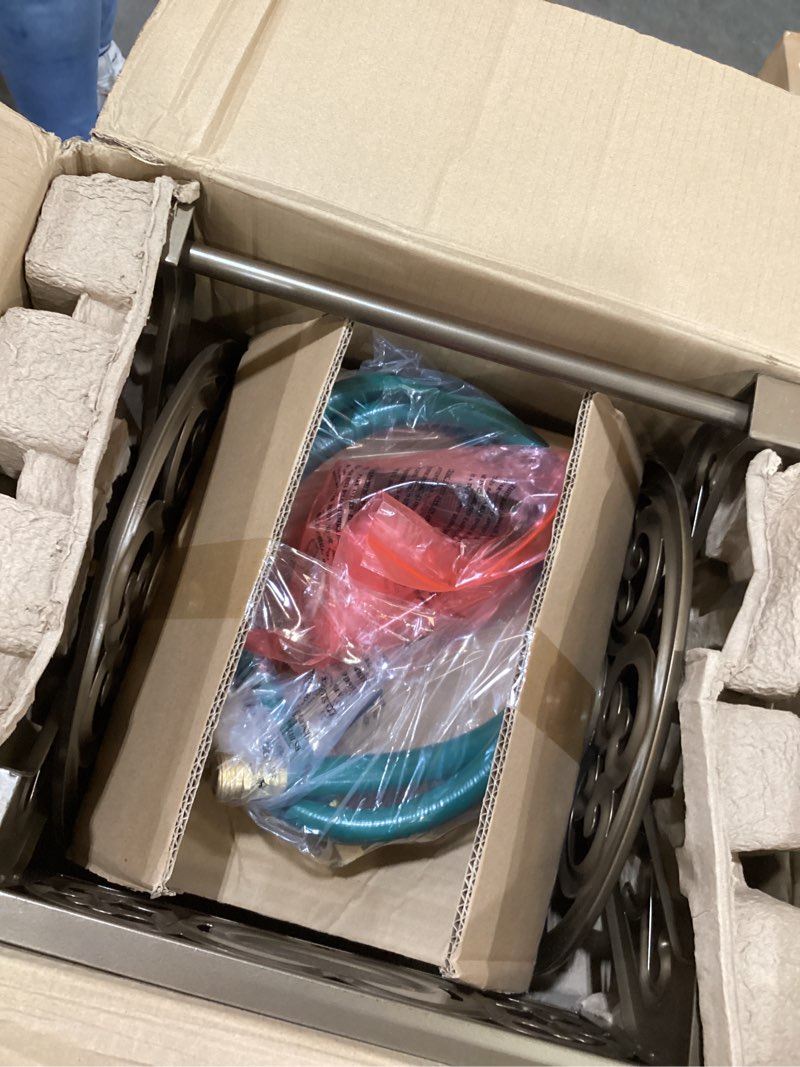 Condition photo showing Good Condition for liberty garden 708 steel decorative wall mount garden hose reel, holds 125-feet of 5/8-inch hose - bronze