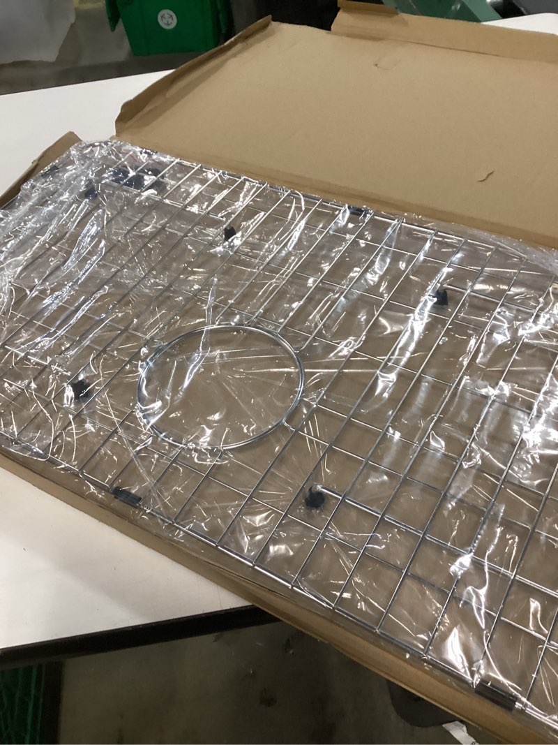 Condition photo showing New/Like New for Kitchen Sink Grid and Sink Protectors, 26-1/16" x 14-1/16" Stainless Steel Material Sink Grate for Bottom of Kitchen Sink Rack Accessories with Rear Drain for Single Bowl Sinks, Scratch Prevention ??Stainless Steel 26"x14"