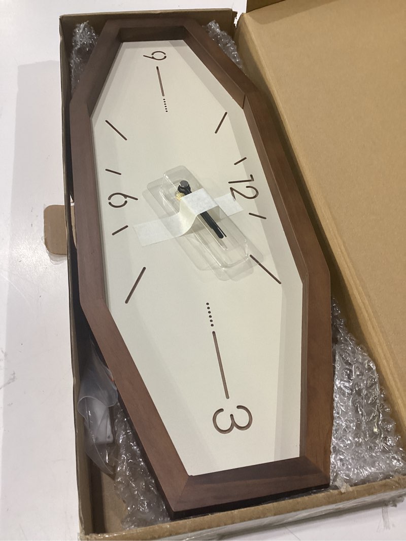 Condition photo showing Good Condition for wooden retro wall clocks, 18 inches square clocks rectangular wall clock battery operated silent non-ticking, for kitchen living room office home desk bedroom (brown)