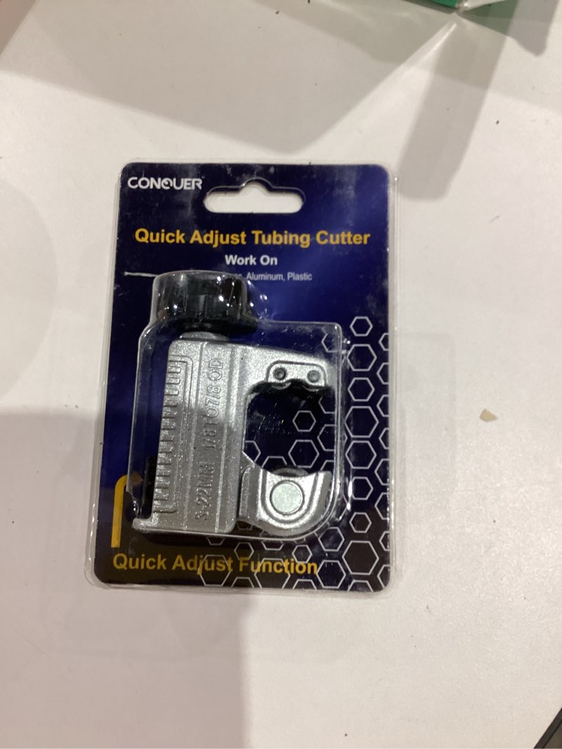 Condition photo showing New/Like New for CONQUER Mini Tubing Cutter 1/8"–7/8" (3–22mm) – Copper Pipe Cutter, Plastic/PEX/Aluminum/Brass Tube Cutter – Compact Plumbing & HVAC Tool, Small Pipe & Brake Line Cutter