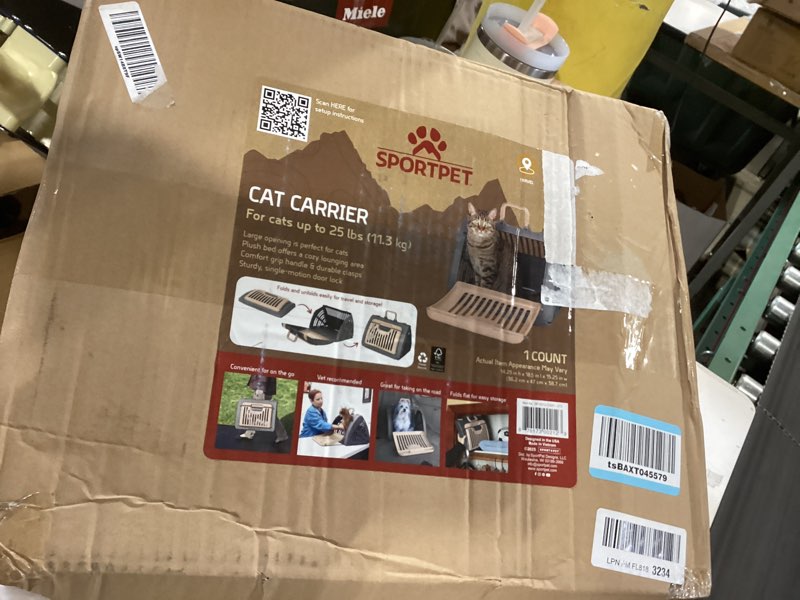 Condition photo showing Good Condition for sportpet designs foldable travel cat carrier - front door plastic collapsible carrier, gray and tan, medium (pack of 1) a) large carrier (tan & gray)