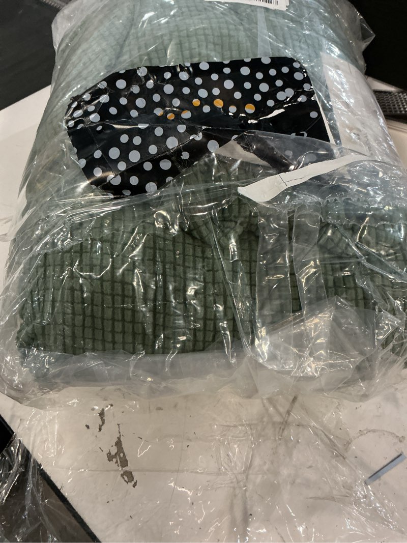 Condition photo showing Good Condition for h.versailtex 3 piece stretch sofa covers for 2 cushion sofa couch covers for living room sofa slipcovers (base cover plus 2 seat cushion covers) thicker jacquard fabric(large sofa, loden frost) medium-xl loden frost