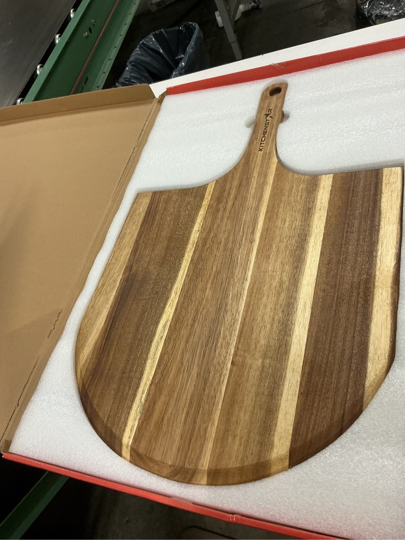 Condition photo showing Good Condition for kitchenstar 16-inch acacia wood pizza peel – extra large wooden cutting & serving board with handle – natural oil finish – ideal pizza oven accessory for easy sliding & prep wood 16 inch