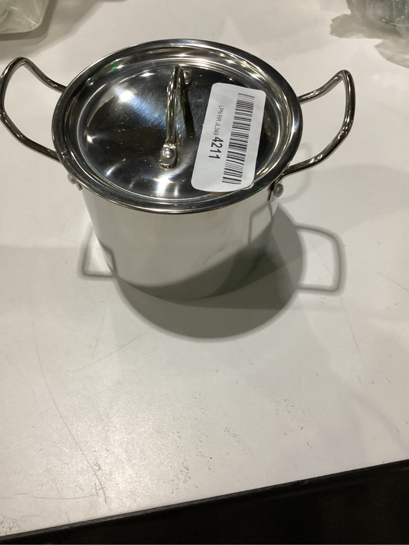 Condition photo showing Good Condition for mini ollas pozoleras 16 oz/mini pozole pot – 304 stainless steel individual serving pot with lid, rolled rim & double handles – olla pequeña para servir pozole, sopas y guisos en la mesa