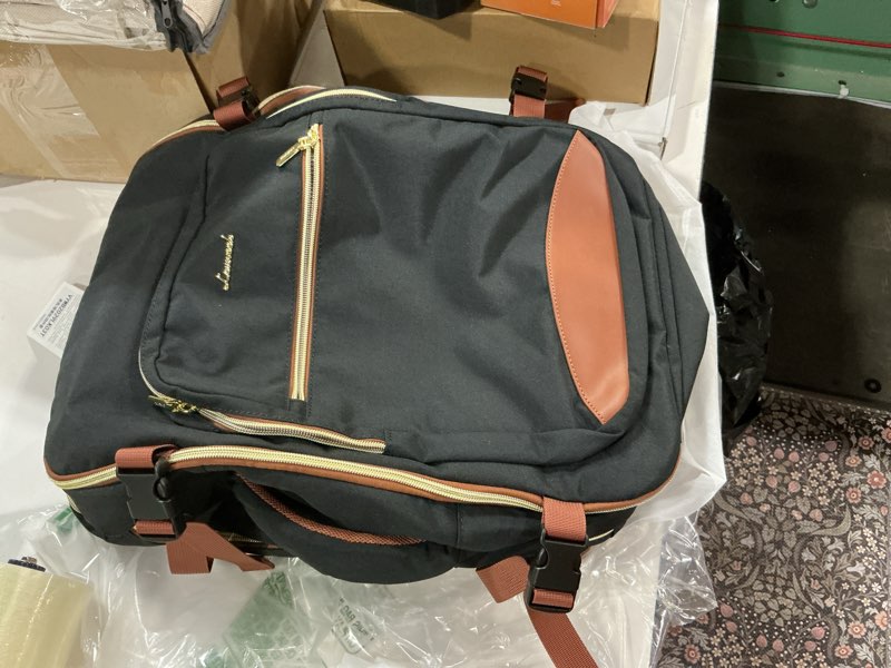 Condition photo showing New/Like New for lovevook 40l travel backpack for women & men, airline approved carry on luggage with 3 packing cubes, tsa overnight bags, waterproof personal item bag, weekender essentials backpacks fits 17" laptop 40l-4pcs black-brown