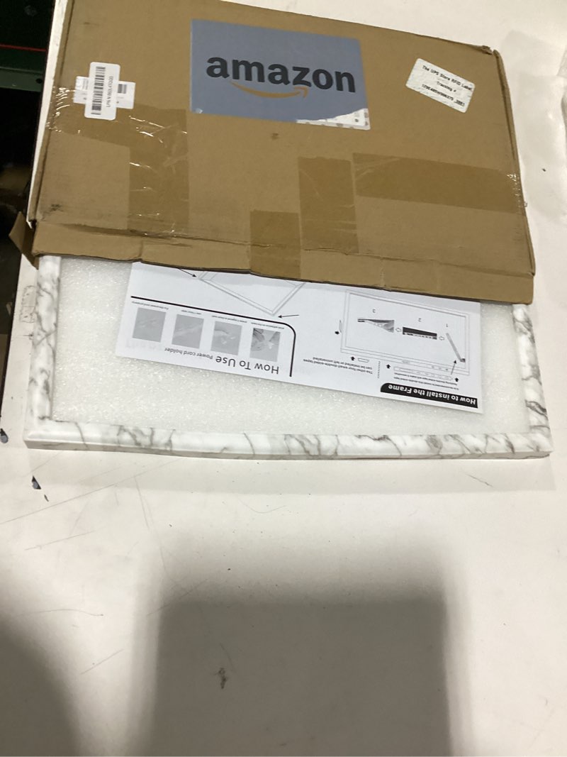 Condition photo showing New/Like New for white marble frame for echo show 15, echo show 15 screen protector, stylus pen, remote case covers. (white marble)