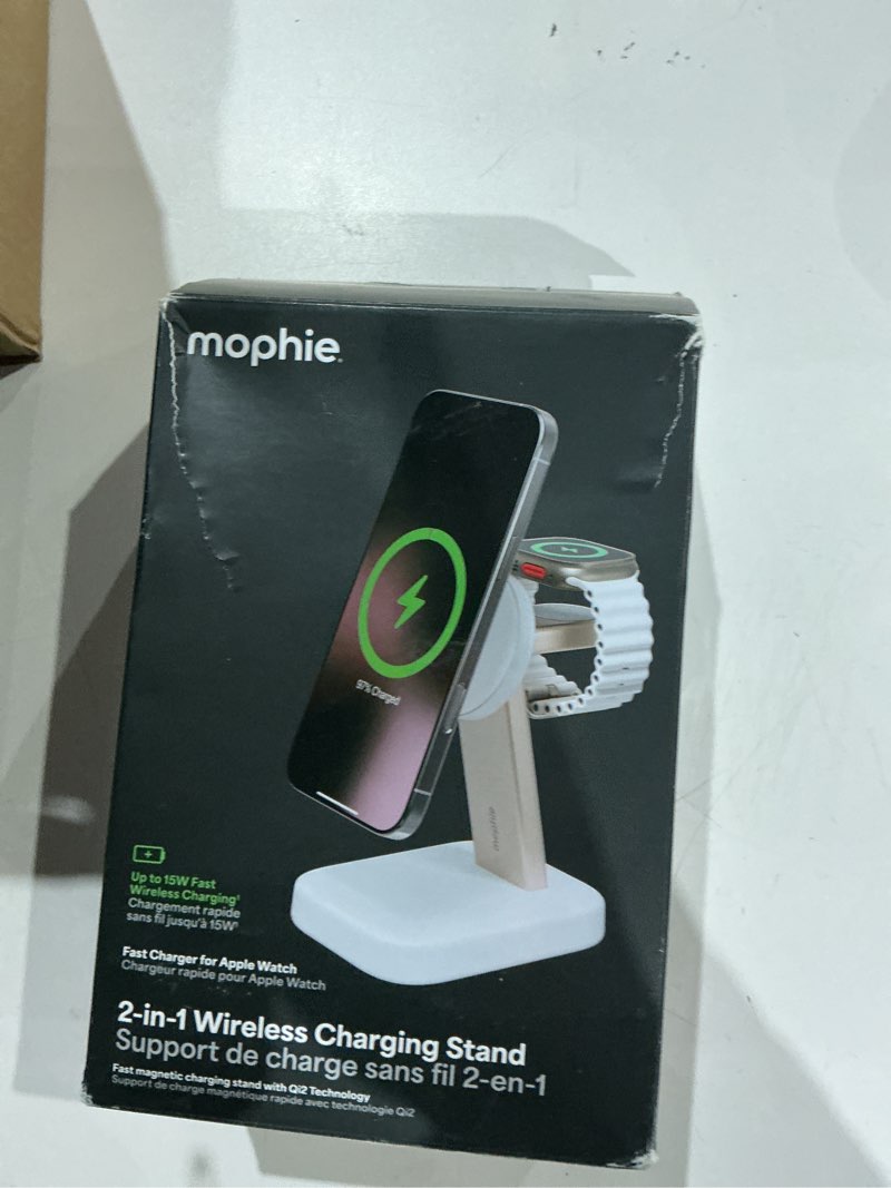 Condition photo showing Good Condition for mophie 2-in-1 wireless charging stand - qi2-certified, magsafe charger for iphone & apple watch – fa