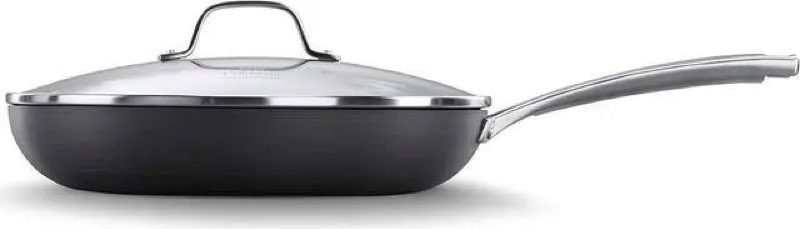 Calphalon Nonstick Frying Pan with Lid and Stay-Cool Handles, Dishwasher Safe, 12-Inch, Grey