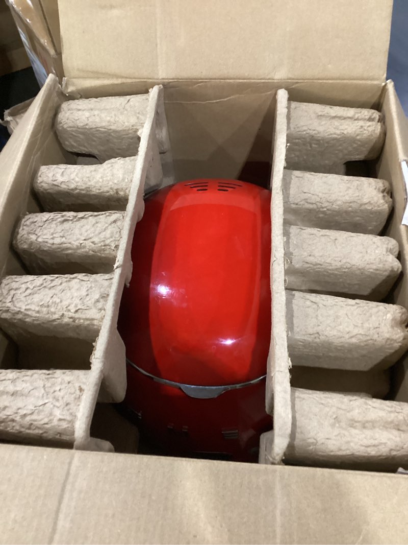 Condition photo showing As Is for Smeg 50's Retro Style Aesthetic Drip Coffee Machine with 10 Cup Glass Carafe, Auto Start Feature, Keep Warm Plate, and Two Coffee Strength Settings (Red) 10 Cup Red