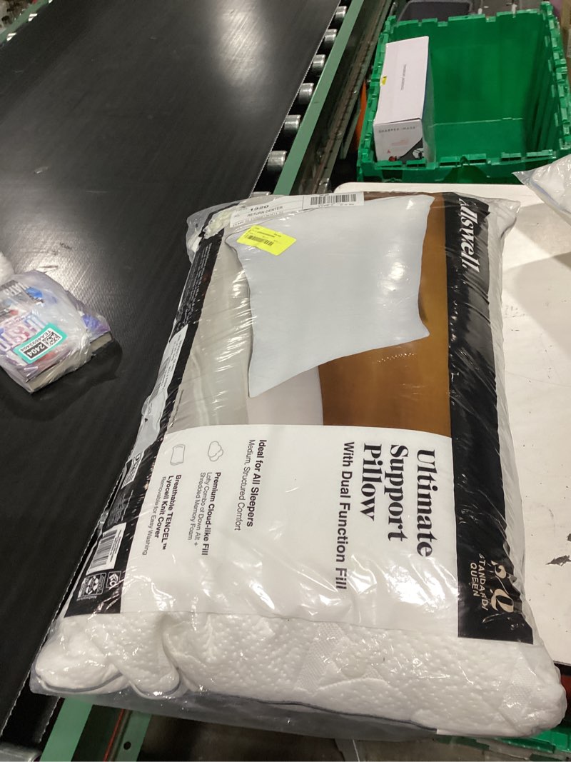 Condition photo showing New/Like New for allswell ultimate support bed pillow with dual function fill and removable cover, standard/queen
