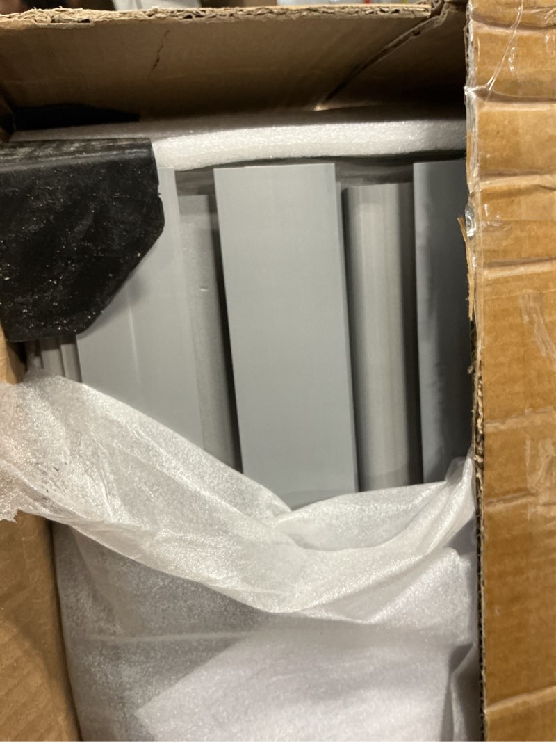 Condition photo showing Good Condition for slatwall panel garage wall organizer storage systems, wall mounted pvc storage rack with 10 hooks, interlocking workshop slat wall paneling sheets board shelves tools organization-grey (8’h x 4’w) 8×4ft grey
