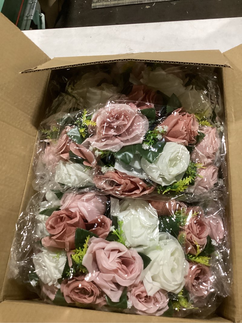 Condition photo showing New/Like New for NUPTIO Large Flower Balls for Centerpieces - 2 Pcs 13.8in Diameter Dusty Rose & White Artificial Flower Ball Arrangement Bouquet Wedding Centerpieces for Tables - Fake Rose Flowers for Weddings Decor 2 Dusty Rose & White