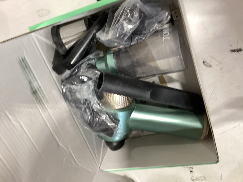 Condition photo showing Good Condition for jonyj handheld car vacuum cleaner, 16000pa hand held vacuum portable cordless, 2 in 1 air duster and vacuum cleaner with led light, multi-nozzles, 120w high power mini vacuum for home, pet, office green & gold
