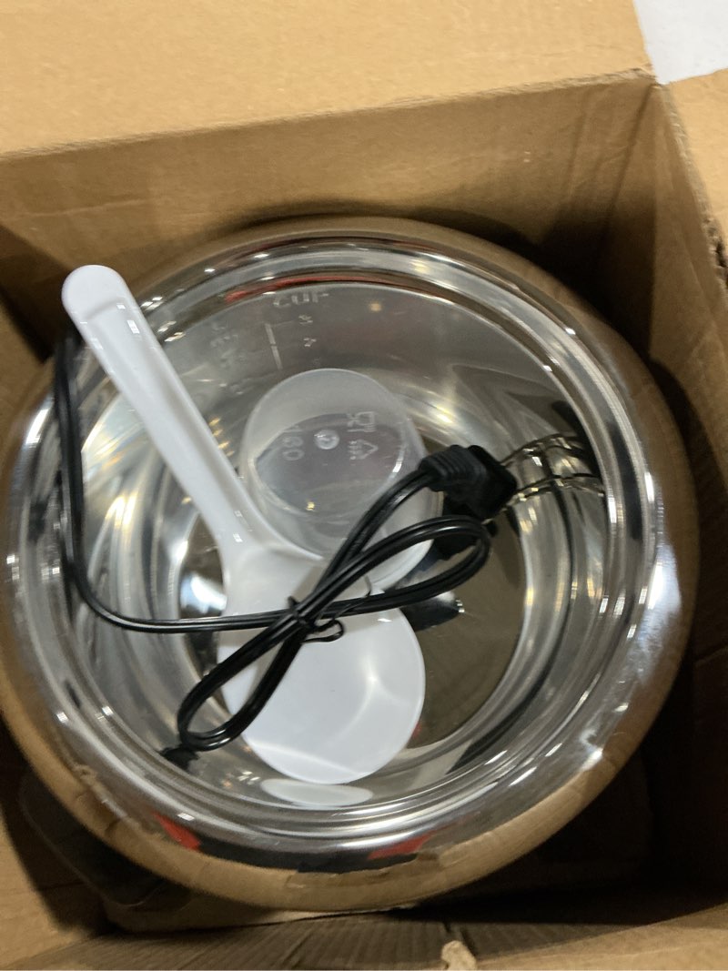 Condition photo showing As Is for elite gourmet erc006ss 6-cup electric rice cooker with 304 surgical grade stainless steel inner pot, makes soups, stews, porridges, grains and cereals, 6 cup (3 cups uncooked), black