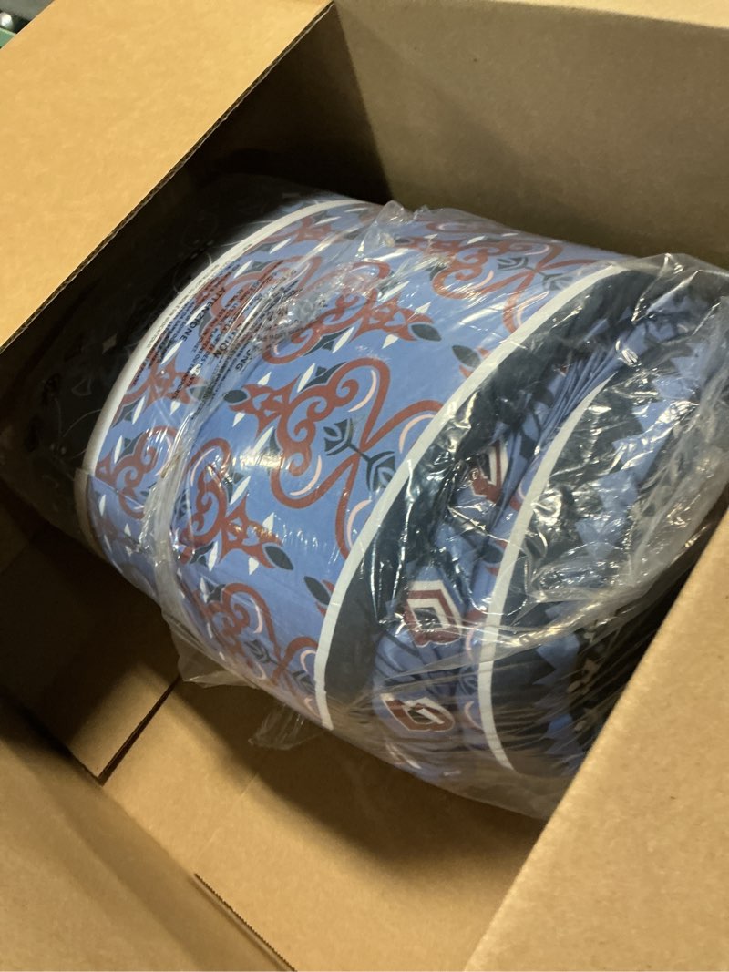Condition photo showing Good Condition for comforter set king size boho,7 pieces bohemian bedding comforter set striped bed in a bag,navy blue paisley floral comfortet and sheet set,soft microfiber bedding sets for all season navy blue king