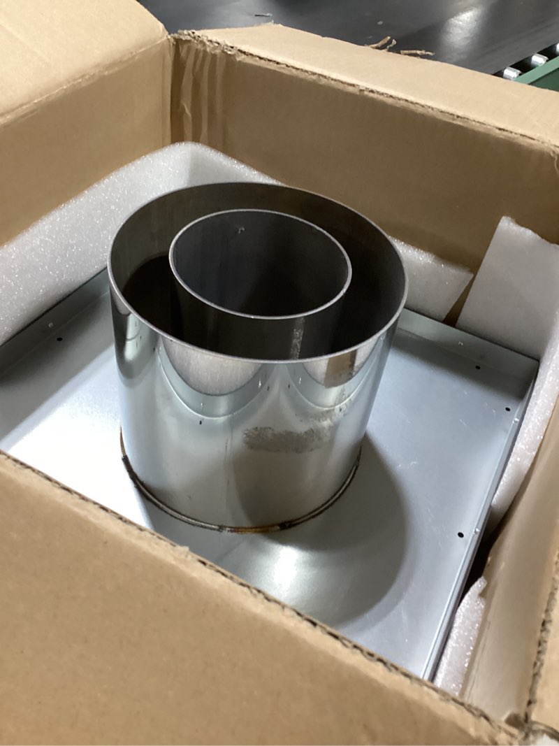 Condition photo showing As Is for zonon direct vent horizontal square termination cap 4" x 6-5/8", heavy duty galvanized steel exhaust cap for fireplace, stove and boiler venting weather resistant