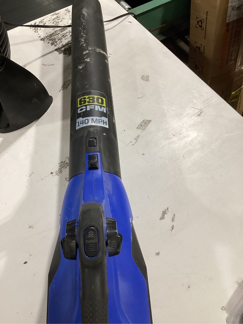 Condition photo showing As Is for kobalt 80-volt 630-cfm 140-mph battery handheld leaf blower 2.5 ah battery included