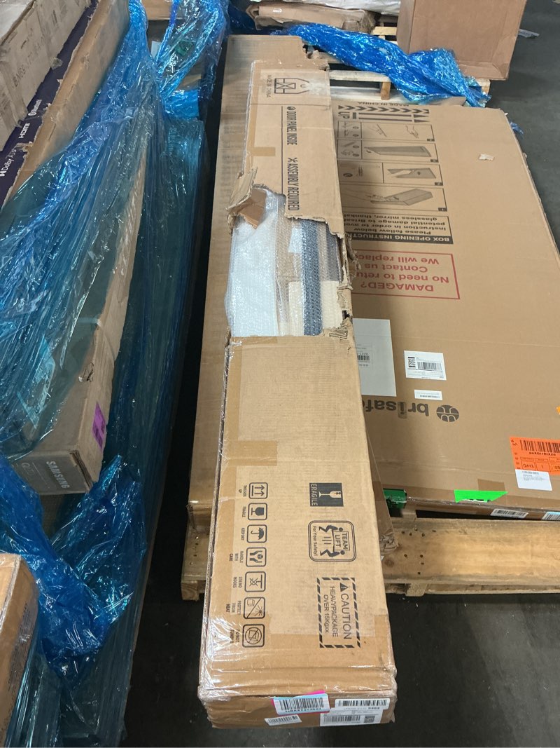 Condition photo showing New/Like New for 36x80 inch sliding barn wood door slab with 6.6ft hardware kit, requires simple diy assembly 36"x80" door with hardware wood color