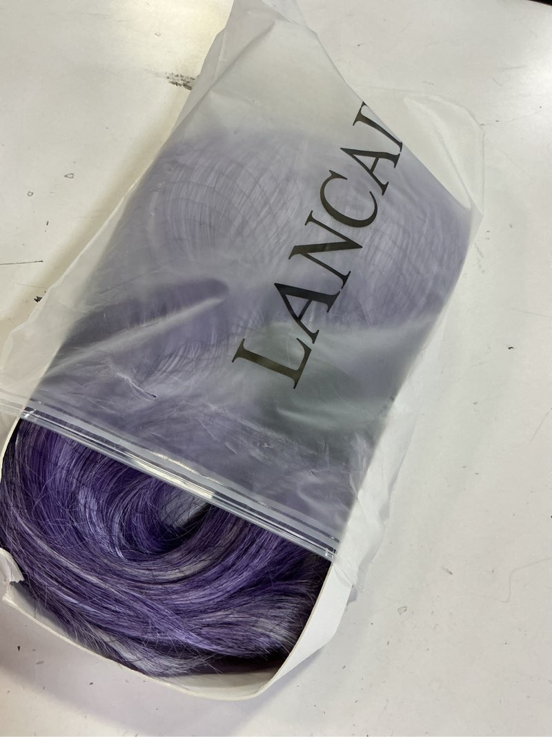 Condition photo showing Good Condition for short bob wigs with bangs for women loose wavy wig curly wavy shoulder length bob synthetic cosplay wig for girl colorful costume wigs (violet)