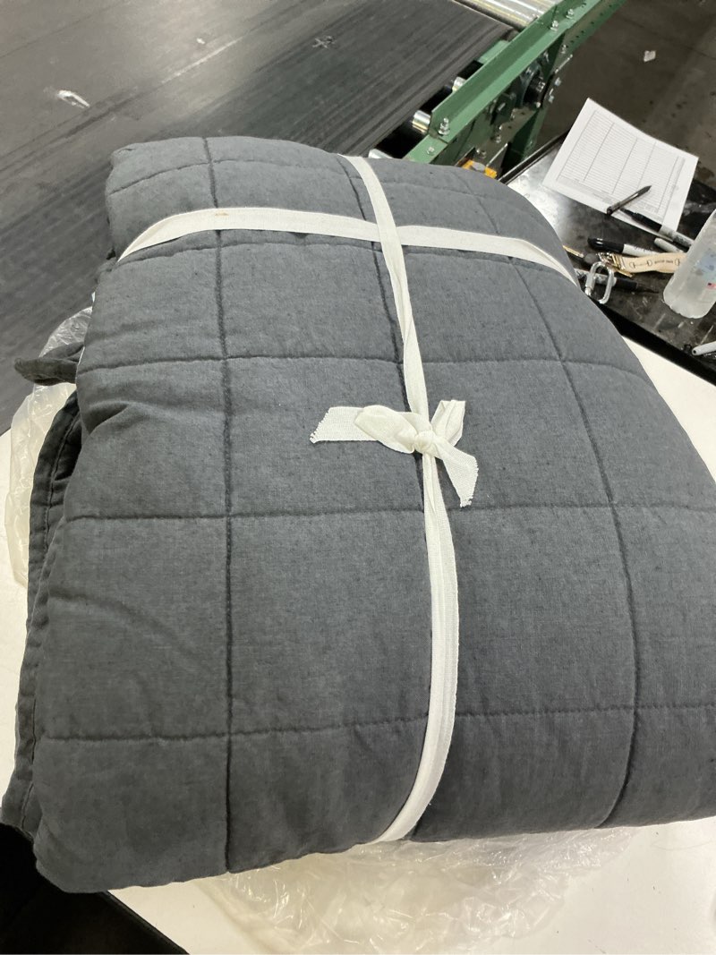 Condition photo showing Good Condition for european linen box quilt, king/cal king, charcoal