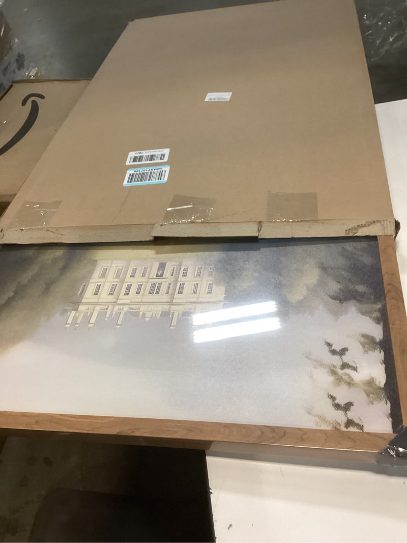 Condition photo showing New/Like New for Framed Pemberley Estate Painting Romantic Castle by the Lake Canvas Print Vintage Landscape Picture Jane Austen Inspired Wall Art Pride and Prejudice Poster Decor for Living Room Bedroom 24x36inch 24"L x 36"W style-1