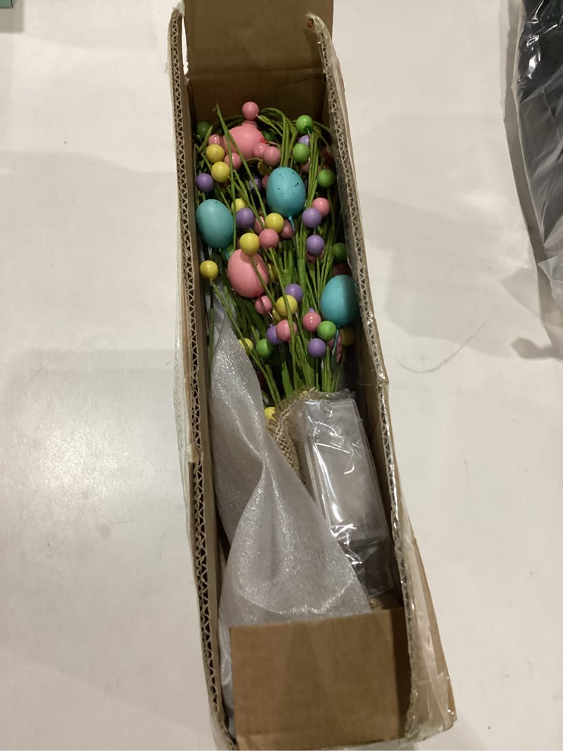 Condition photo showing New/Like New for crczk lighted easter table tree decorations 20.5 inch easter eggs trees decorations indoor farmhouse rustic table centerpiece spring decor with 20 leds spring decorations for home pink green yellow