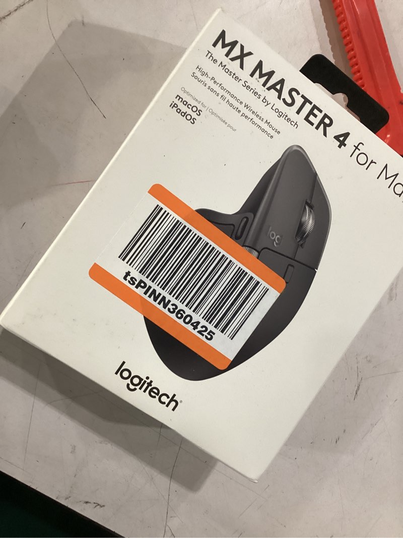 Condition photo showing As Is for logitech mx master 4 for mac, ergonomic bluetooth mouse with advanced performance haptic feedback, ultra-fast scrolling, usb-c charging, macos, ipados, windows - space black