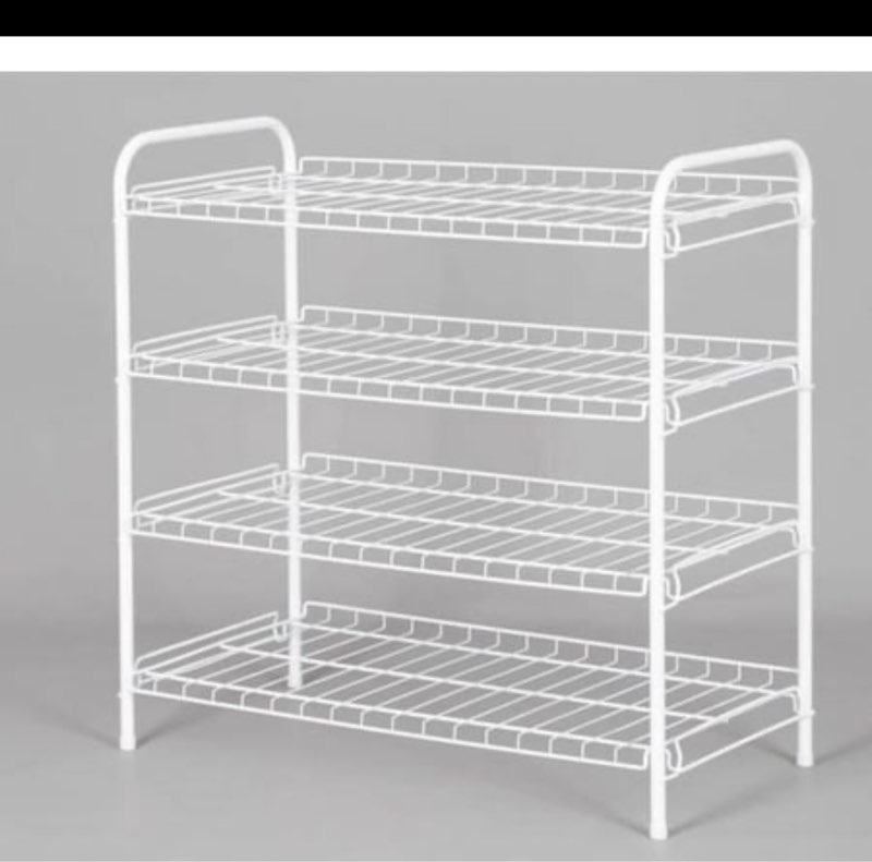 mainstays 4-tier steel wire shoe organizer  holds up to 12 pairs  arctic white