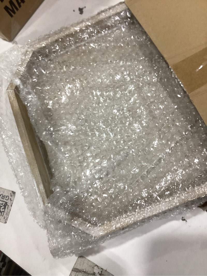 Condition photo showing Good Condition for MAONAME Wood Serving Tray, Farmhouse Wooden Tray for Coffee Table, Octagonal Beaded Trays, Washed White Decorative Trays for Living Room, Kitchen, 15.7" X 10.2" X 1.6" 15.8" x 11.8" x 1.6" Octagonal -Wash White