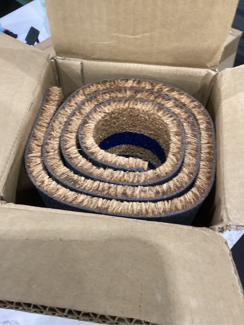 ecomills blue border coco coir doormat, 24" x 60" - natural coconut fiber welcome mat for front door - non-slip, heavy duty outdoor indoor entryway - scrapes shoes clean 18" x 30" blue