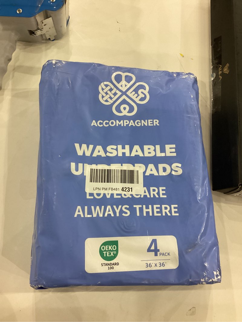 Condition photo showing New/Like New for Accompagner Waterproof Reusable for Adults and Pets Washable Pee Pads for Dogs Changing Pad Large Dog Bed Size Adults Incontinence Bed Pads - Non-Slip Leak-Proof (Pearl Gray, 4Pack-36" x36") Pearl Gray 36"x36"(Pack of 4)