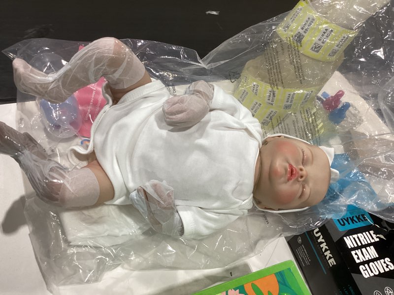 Condition photo showing New/Like New for SCOM Reborn Baby Dolls - 18 Inch Sleeping Lifelike Silicone Realistic Baby Doll Real Life Newborn Baby Dolls with Soft Weighted Body Cute Baby Doll Toy Gift Accessories for 3+ Year Old Girls Boys Kids