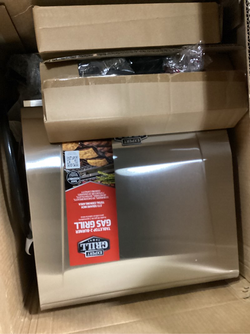 Condition photo showing As Is for expert grill 2-burner tabletop gas grill, stainless steel, 13,000 btus