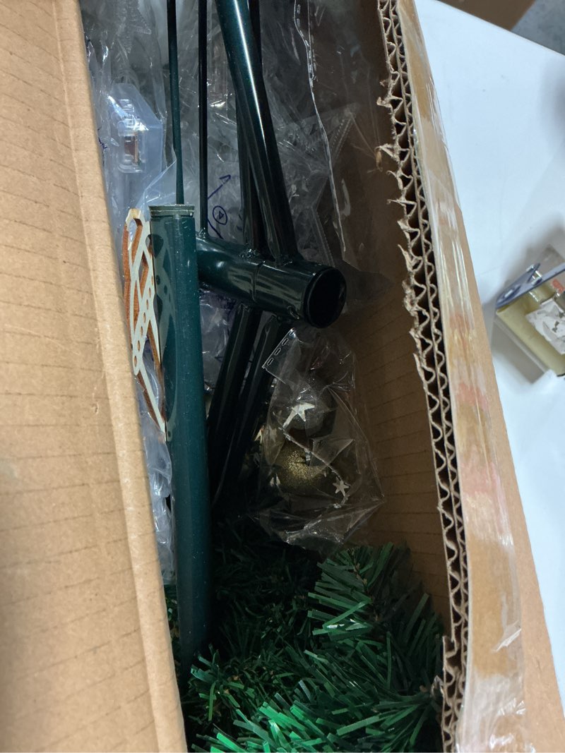 Condition photo showing Good Condition for Glooglitter 3ft/6ft Ramadan Moon Tree: Lighted Crescent Artificial Tree with Star String LED Eid Outdoor Decoration for Eid Ramadan Garden Home Bedroom Party Decor(Green,3ft) Green 3ft