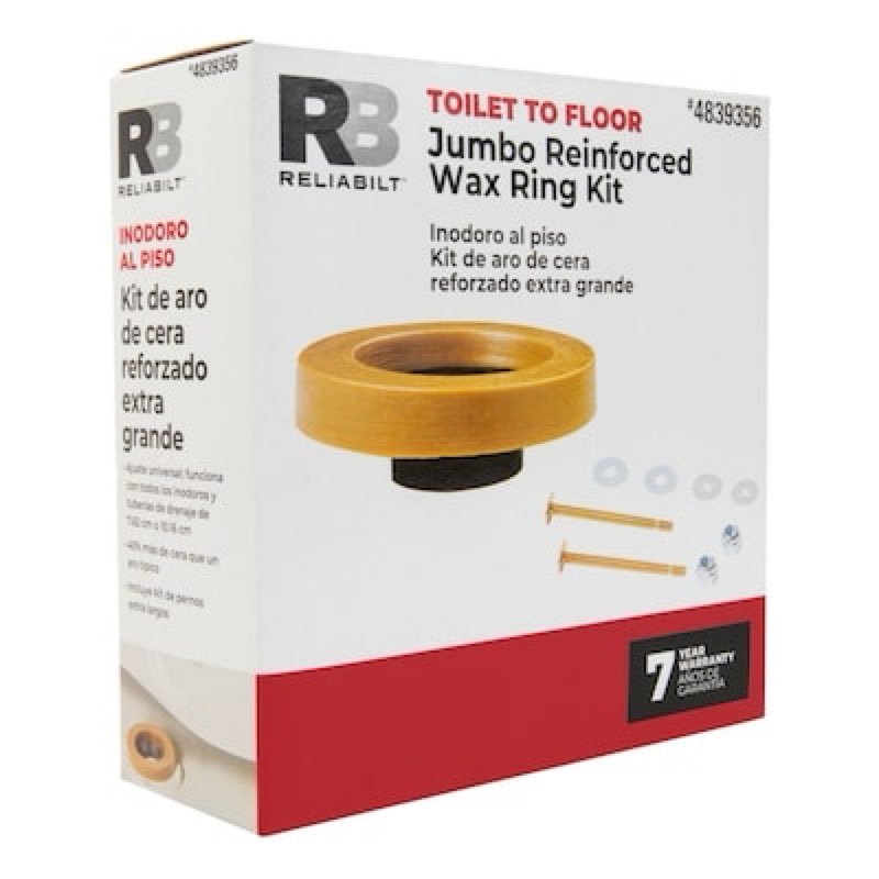 reliabilt jumbo reinforced 4.9-in brown wax jumbo toilet wax ring with bolts