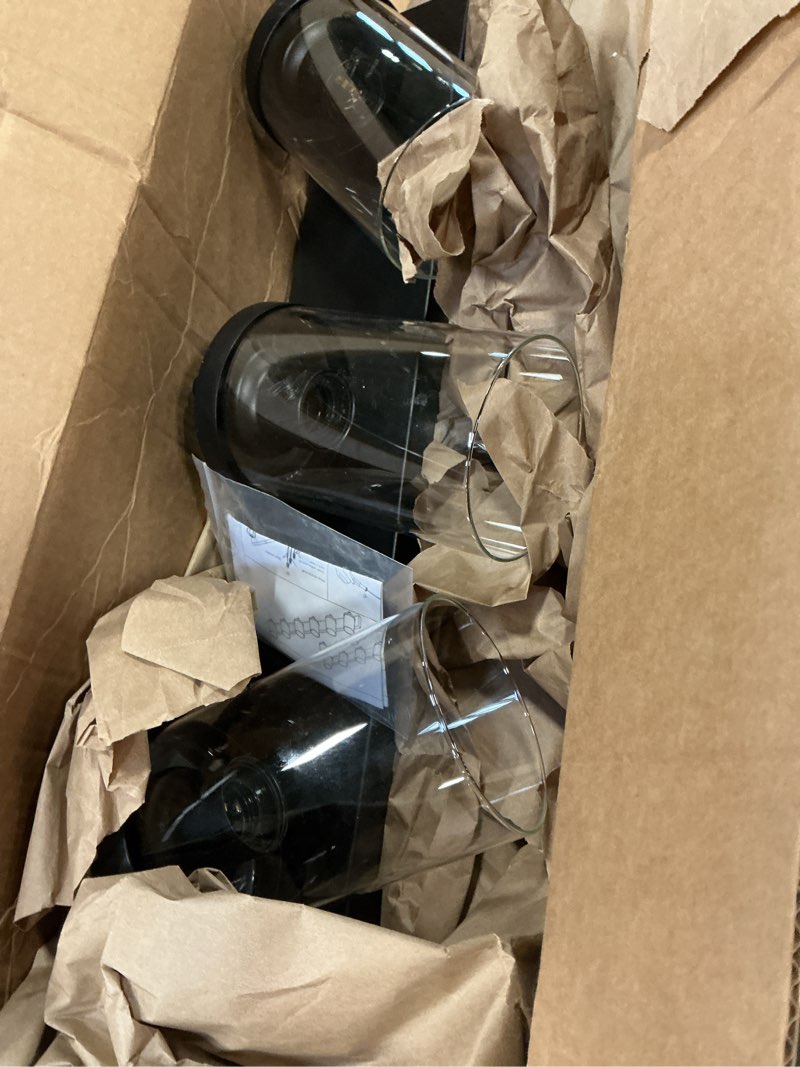 Condition photo showing Good Condition for Aipsun Black Vanity Light for Bathroom 3 Light Farmhouse Bathroom Lights Fixtures Over Mirror with Clear Glass Shade(Exclude Bulb) Black 3-Light