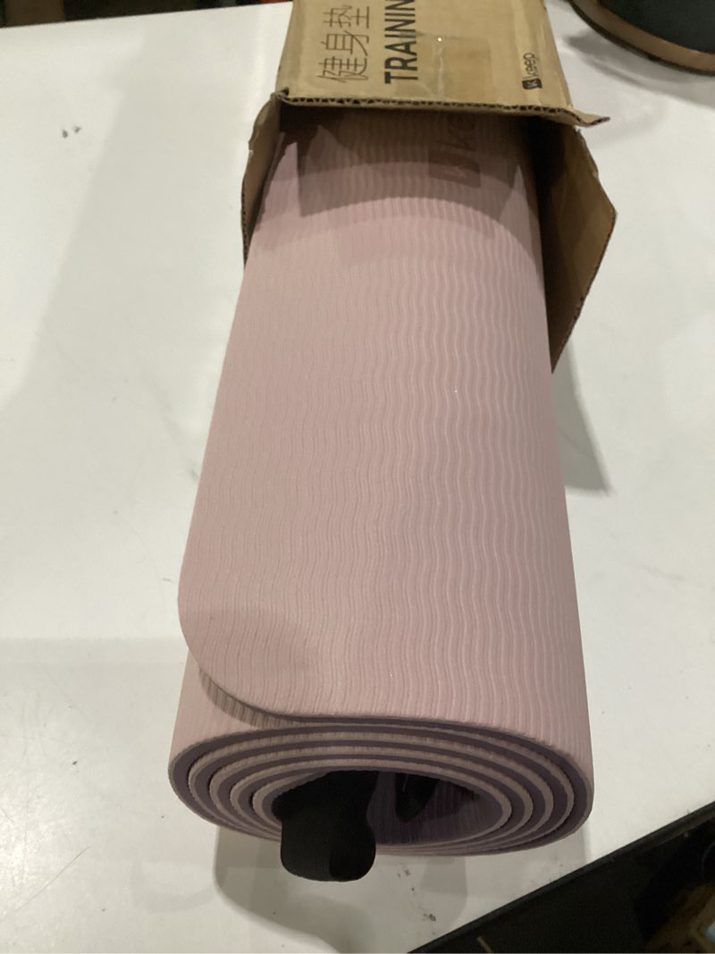 Condition photo showing Good Condition for keep yoga mat 7mm thick non slip - extra cushion tpe exercise mat for home workout & pilates, eco friendly knee protection, 72"x24" large fitness mat with carrying strap pink