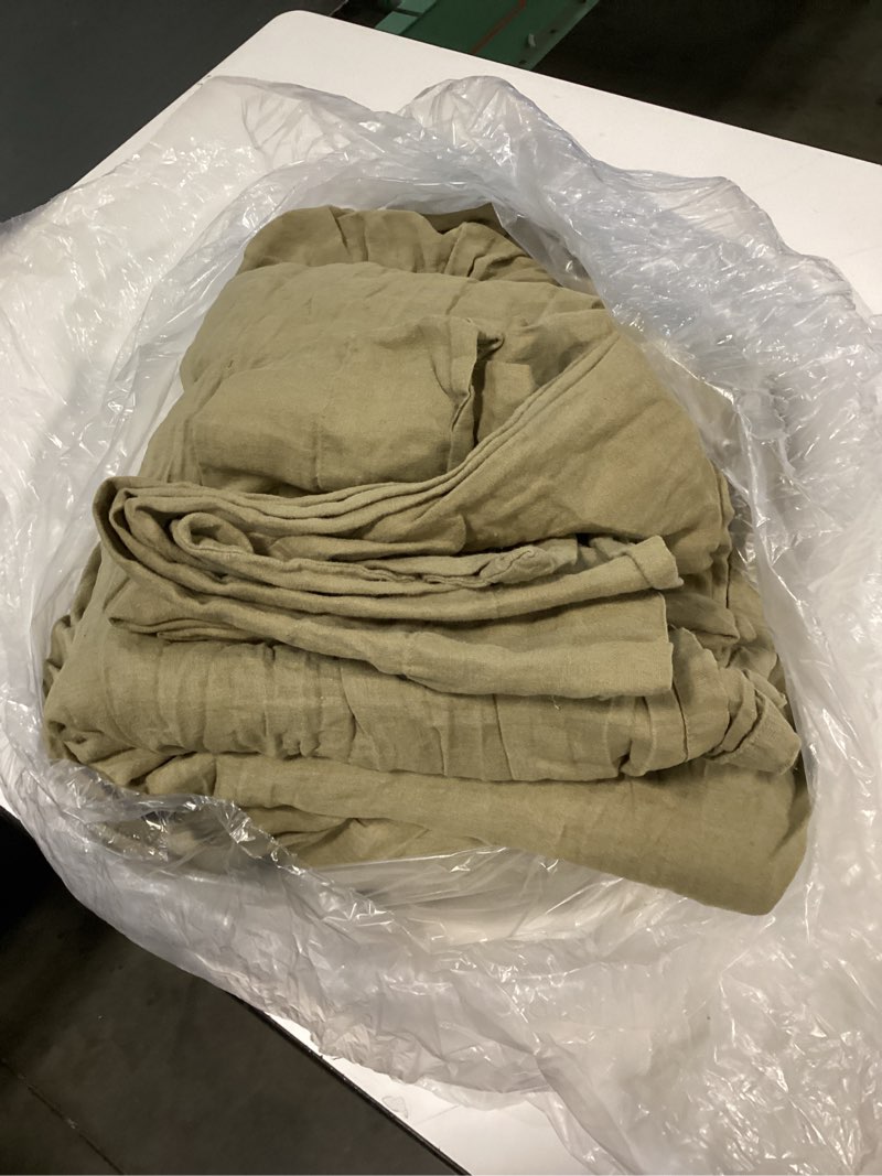 Condition photo showing As Is for quince european linen deluxe bedding bundle, king, aloe