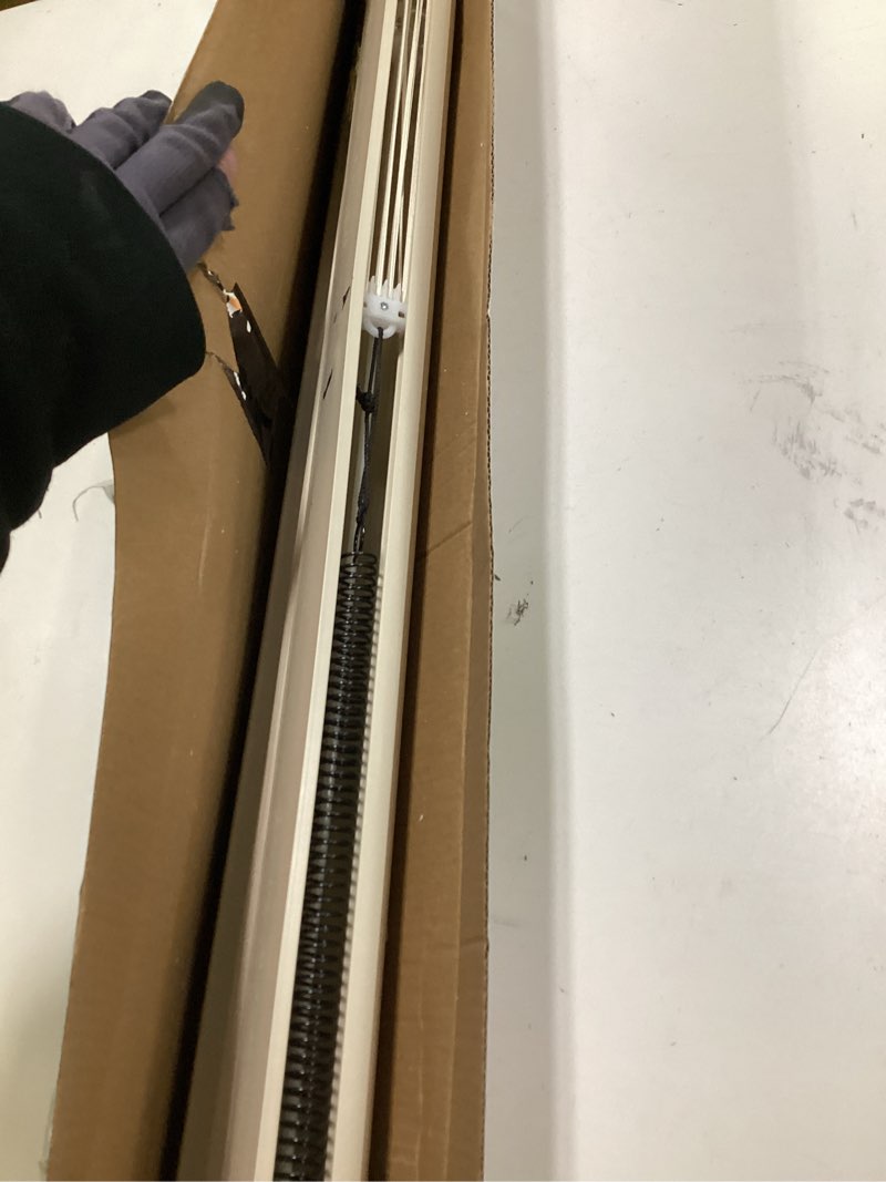 Condition photo showing Good Condition for Cordless Light Filtering Mini Blind - 30 Inch Width, 64 Inch Length, 1" Slat Size - Alabaster - Cordless GII Morningstar Horizontal Windows Blinds for Interior by Achim Home Decor